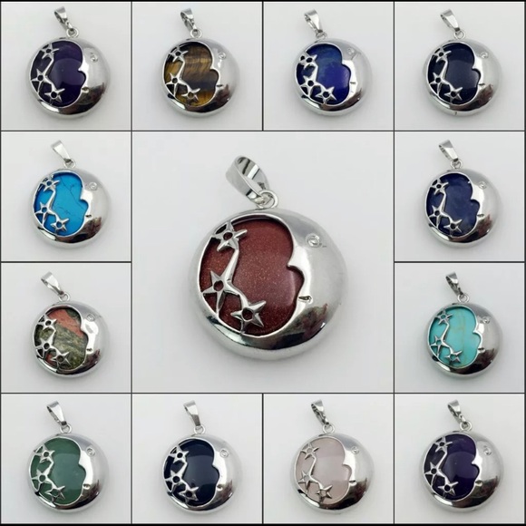 Rose Quartz Crystal Silver 925 Moon Star Necklace - Picture 11 of 12